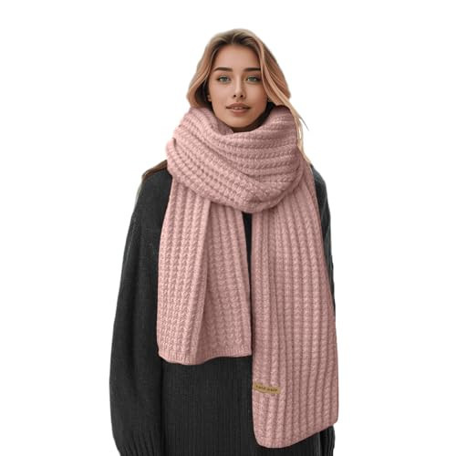 Boaisdus Knit Scarf - Soft & Warm Chunky Knit Scarf Wrap for Women & Men - Pink (69 L x 10" W) | Amazon (US)