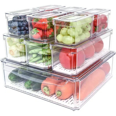 10 Pack Fridge Organizer, Stackable Refrigerator Organizer Bins With Lids, Clear | Wayfair North America