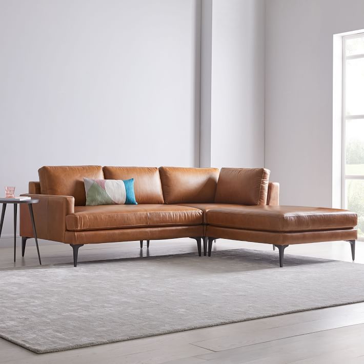 Andes Leather 3-Piece Chaise Sectional | West Elm (US)