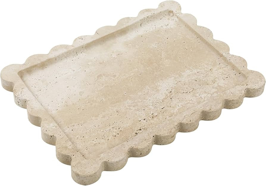 Scalloped Marble Tray, Travertine Tray for Perfume, Jewelry, Key, Watch, Candle, 10.8 x 8 Inch | Amazon (US)