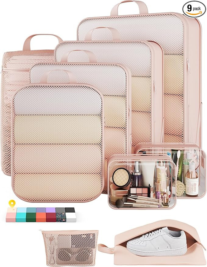 Veken 9/11 Set Compression Packing Cubes for Travel Essentials,Compressible Expandable Large Lugg... | Amazon (US)