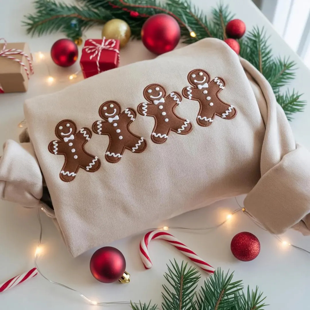 Embroidered Gingerbread Men Sweatshirt, Cute Christmas Cookie Crewneck,Matching Holiday Pullover,... | Etsy (US)