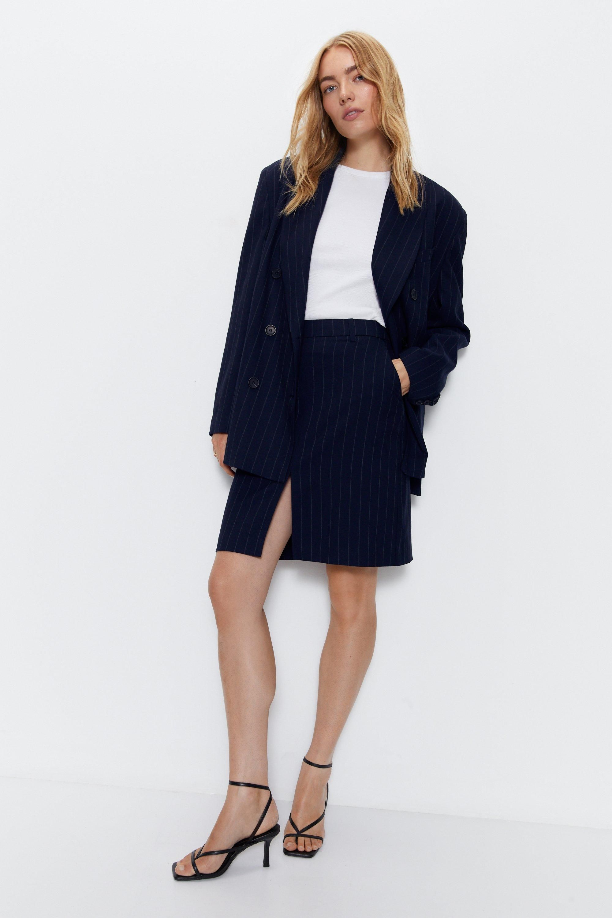 Tailored Pinstripe Pencil Skirt | Warehouse UK & IE