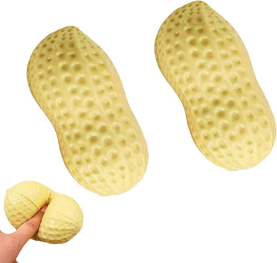 2PCS Peanut Squishies Toys, Peanut Stress Balls Fidget Toys for Adults, Squeeze Dough Ball Stress... | Amazon (US)