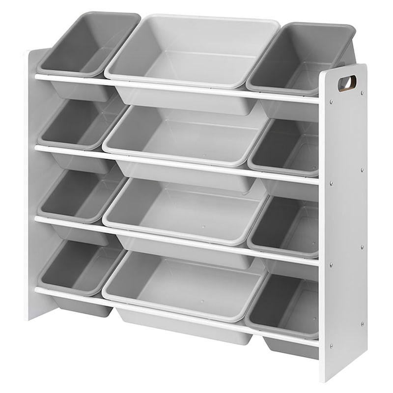 Kids 12 Bin Toy Organizer In Grey/White | At Home