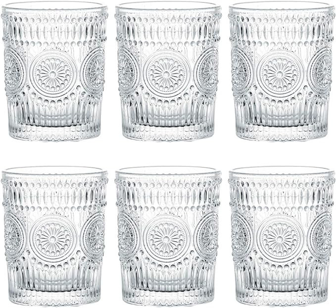 Kingrol 6 Pack 9 oz Romantic Water Glasses, Premium Drinking Glasses Tumblers, Vintage Glassware ... | Amazon (US)