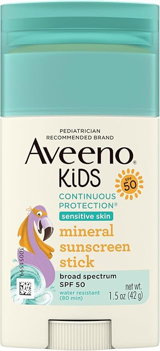 Aveeno Kids Continuous Protection Zinc Oxide Mineral Sunscreen Stick for Sensitive Skin, Face & B... | Amazon (US)