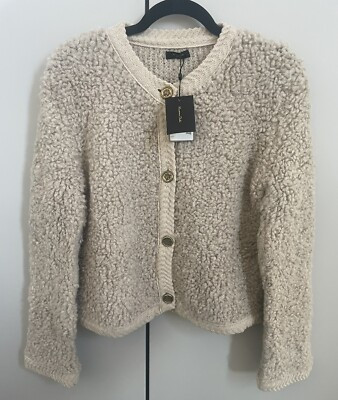 Massimo Dutti Boucle Cardigan Mink/ Beige Size S Small BNWT | eBay UK