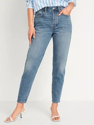 High-Waisted Button-Fly Slouchy Taper Non-Stretch Ankle Jeans for Women | Old Navy (US)