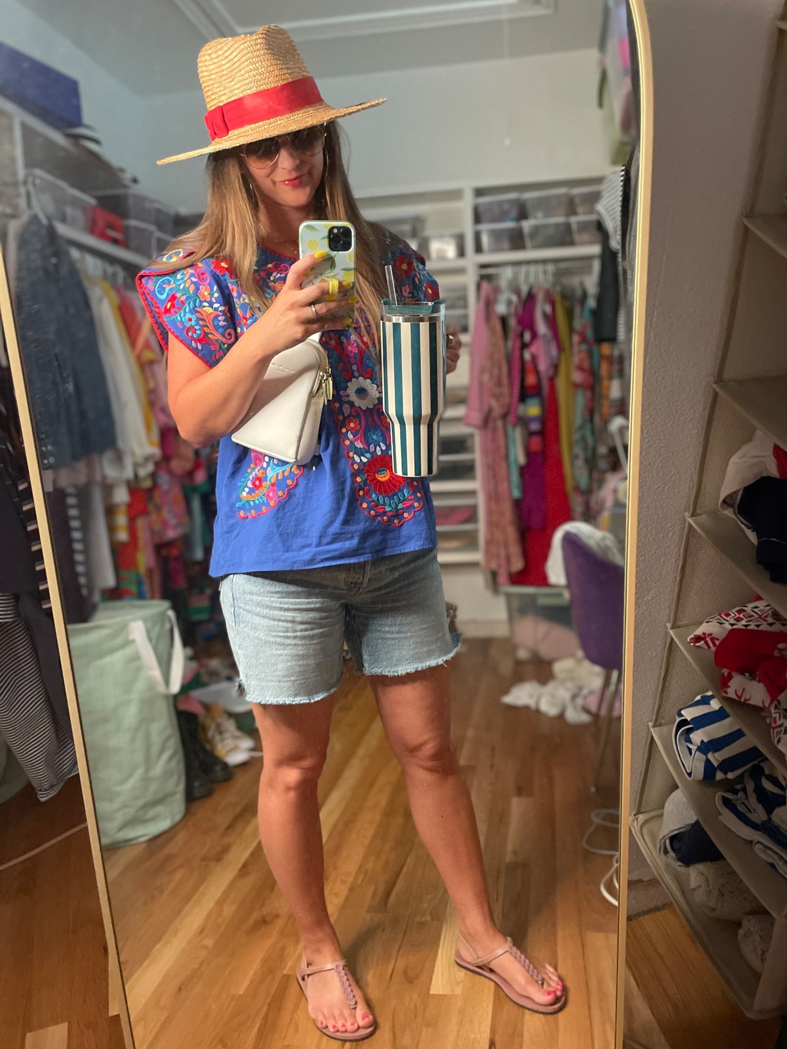 Dressing for joy on a day out with the kids.

This look is colorful, comfortable, breezy, and practical.  

These shorts are long enough that you can sit any which way and keep your business to yourself.

The blouse is roomy and leaves room for a breeze and no bra. 👏🏼

The hat keeps your skin protected while looking chic.

The bag ain’t goin nowhere!

#LTKOver40 #LTKFindsUnder100 #LTKStyleTip
