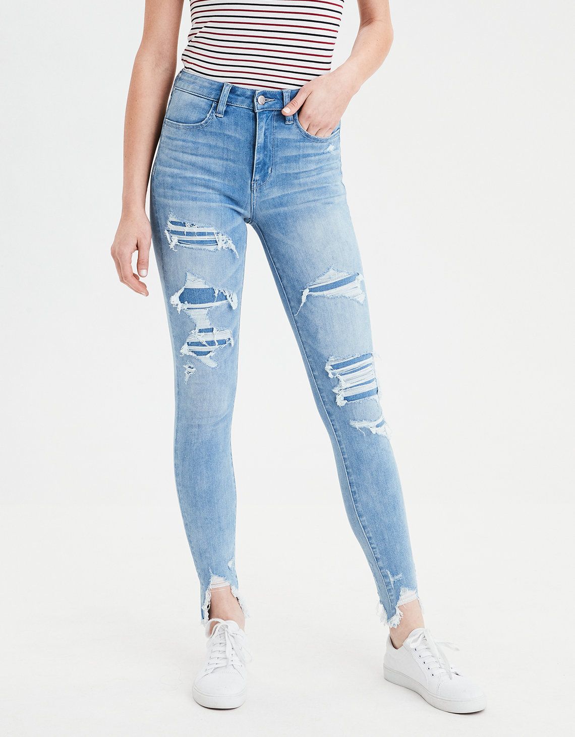 AE 360 Ne(X)t Level Super High-Waisted Jegging, Icy Repair | American Eagle Outfitters (US & CA)