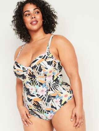 Floral-Print Secret-Slim Plus-Size Underwire One-Piece Swimsuit | Old Navy (US)