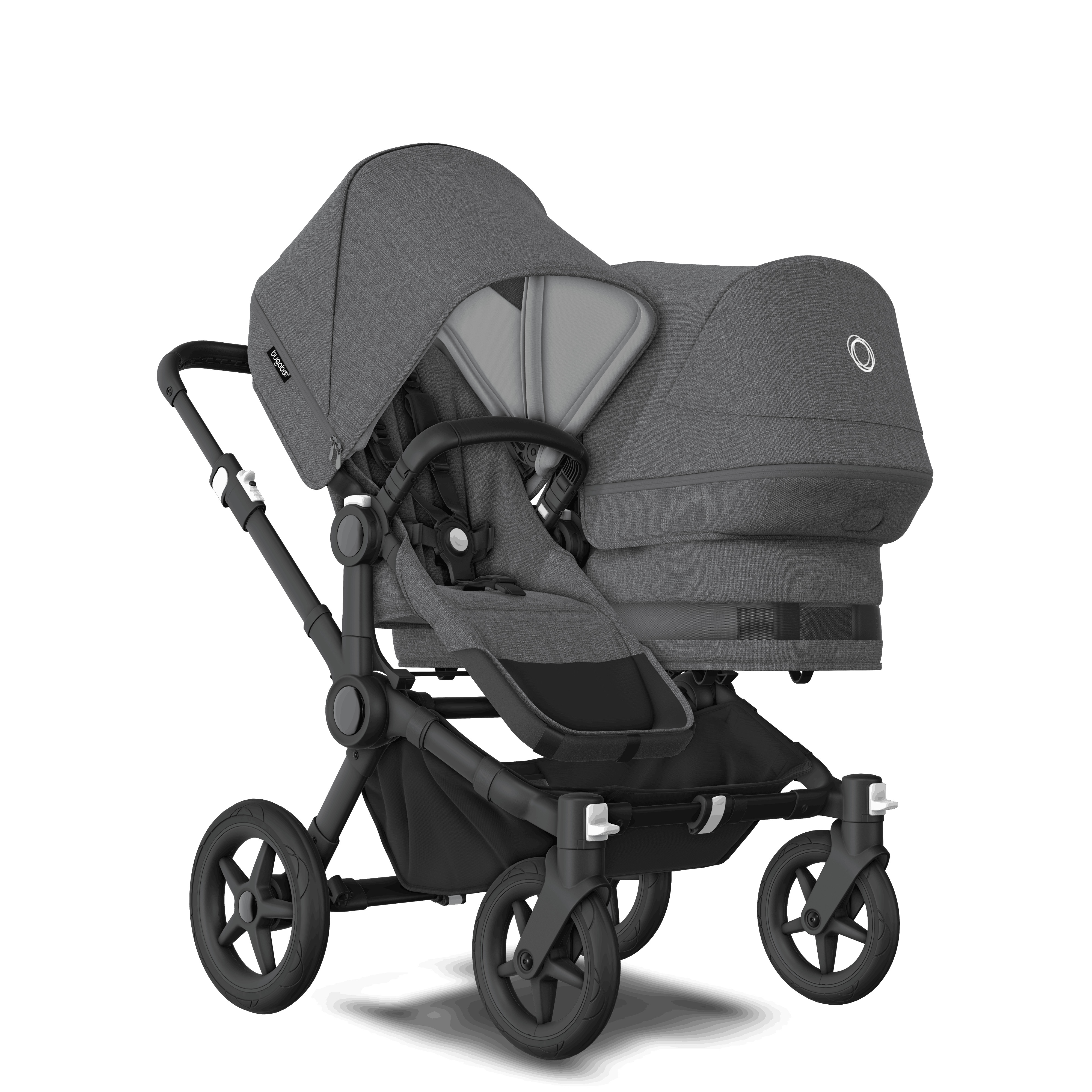 Bugaboo Donkey 5 Duo bassinet and seat stroller Grey mélange sun canopy, grey mélange fabrics, ... | Bugaboo DE