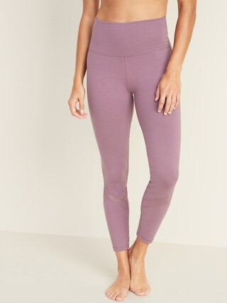 High-Waisted Balance Mesh-Trim 7/8-Length Leggings For Women | Old Navy (US)
