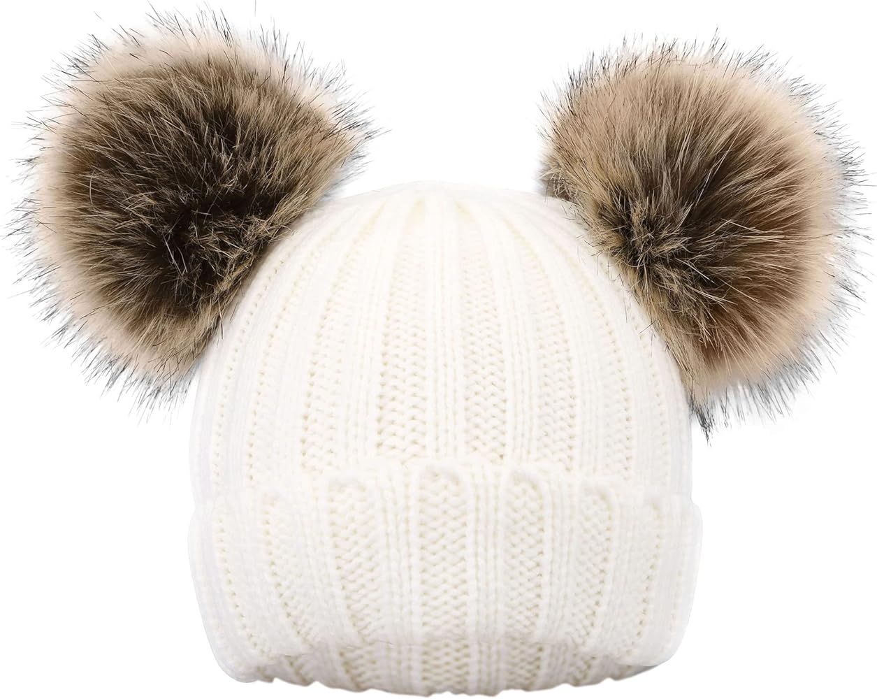 Simplicity Warm Kids Boys Girls Winter Hat with Pompom Ears Elastic Knitted Toddler Beanie Hats f... | Amazon (US)
