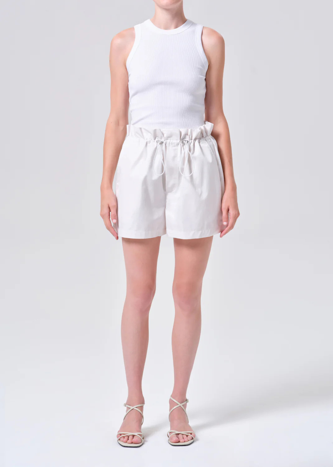 Lydia Pull On Gather Short in Chalk White | AGOLDE