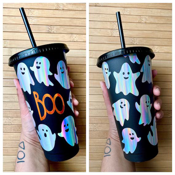 Holographic Ghost Spooky Cold Cups 24 Oz Tumblers Pumpkin - Etsy | Etsy (US)