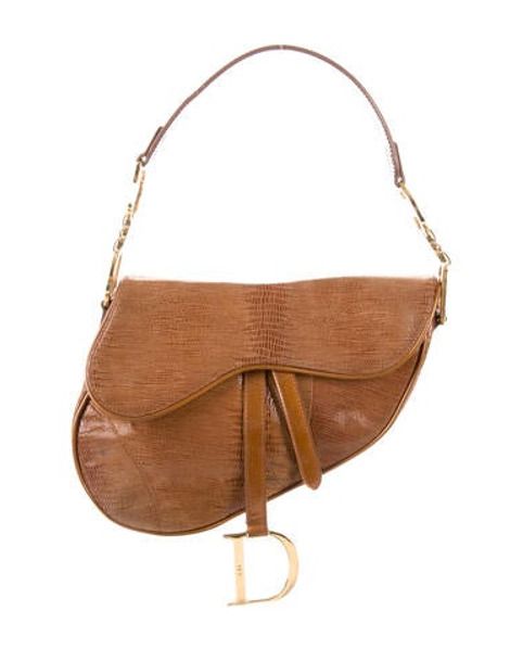 Christian Dior Embossed Saddle Bag Gold | The RealReal