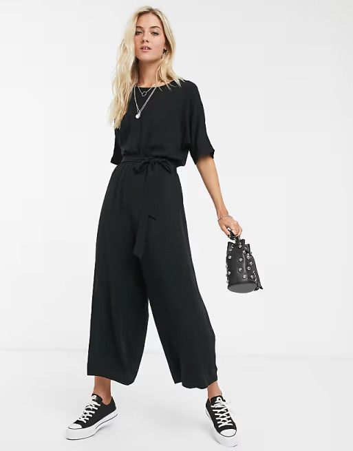 ASOS DESIGN tie waist jumpsuit in black | ASOS | ASOS (Global)