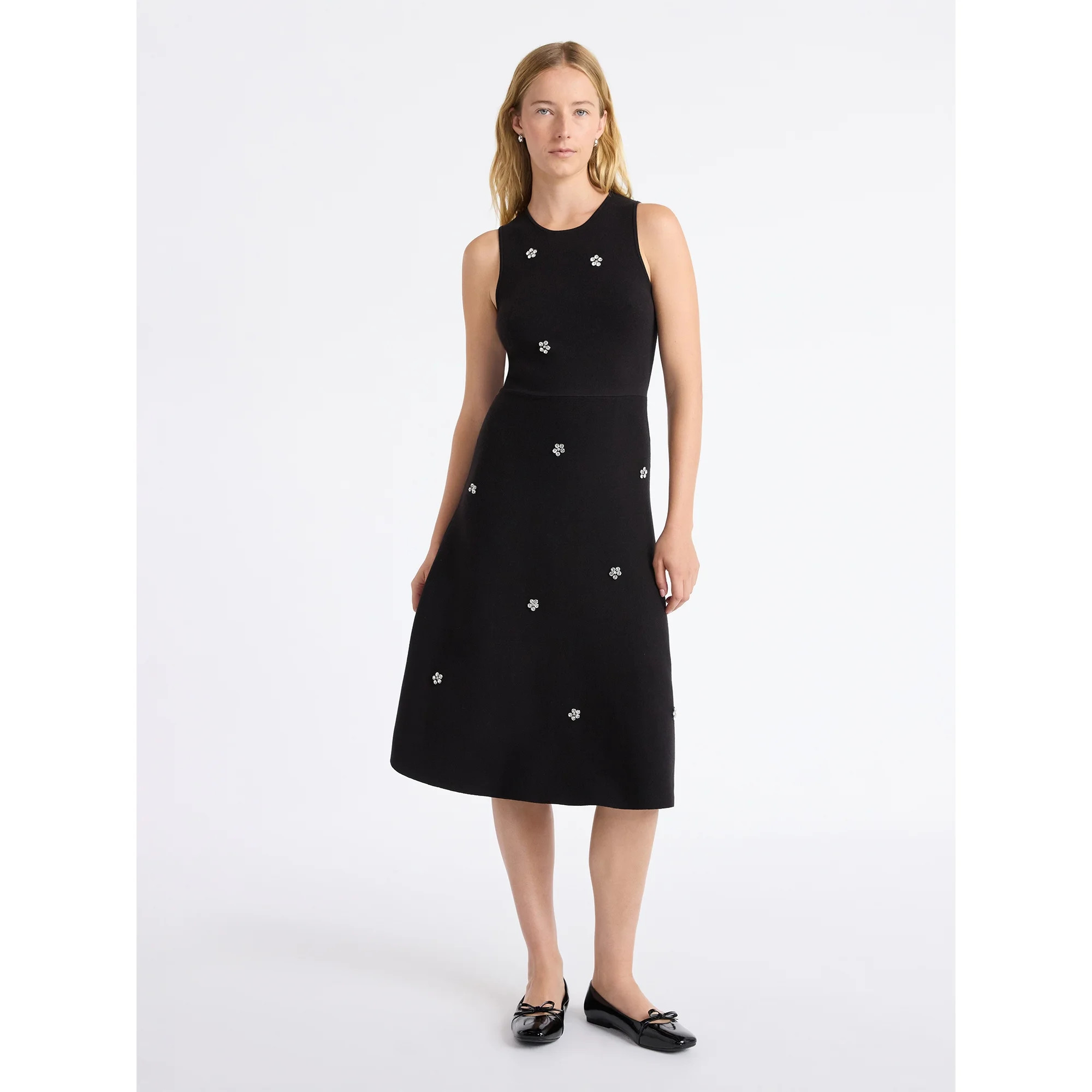 Free Assembly Women's and Women's Plus Beaded Sleeveless Midi Sweater Dress, Sizes, XS-4X | Walmart (US)