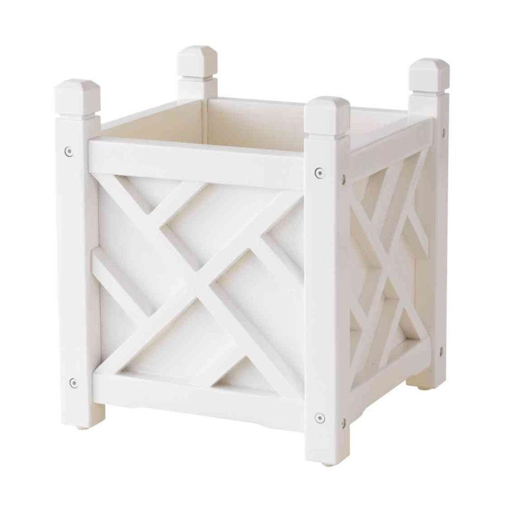 Chippendale 14 in. Square White Wood Planter | The Home Depot