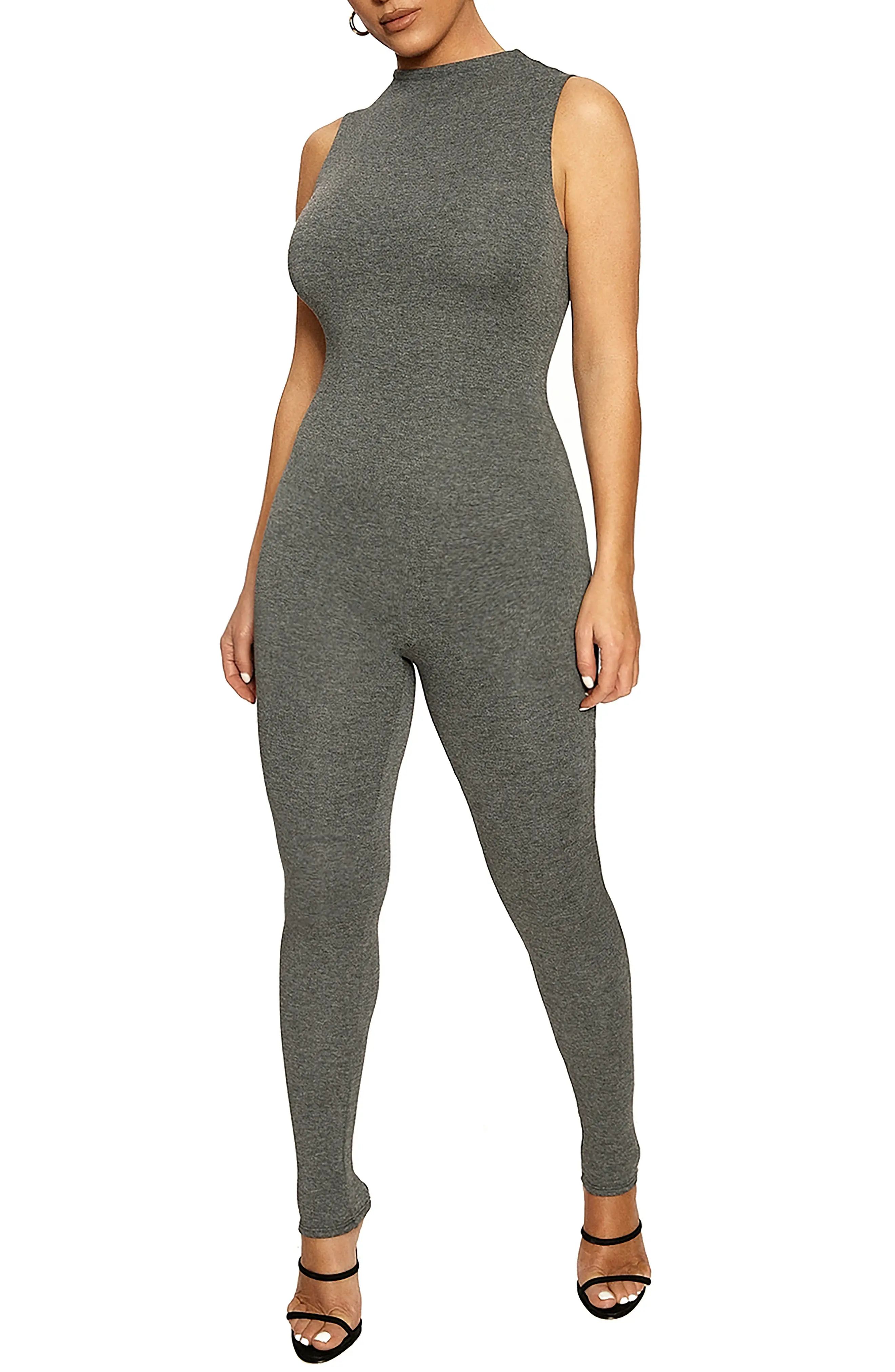 Women's Naked Wardrobe The Nw Sleeveless Jumpsuit, Size Small - Grey | Nordstrom