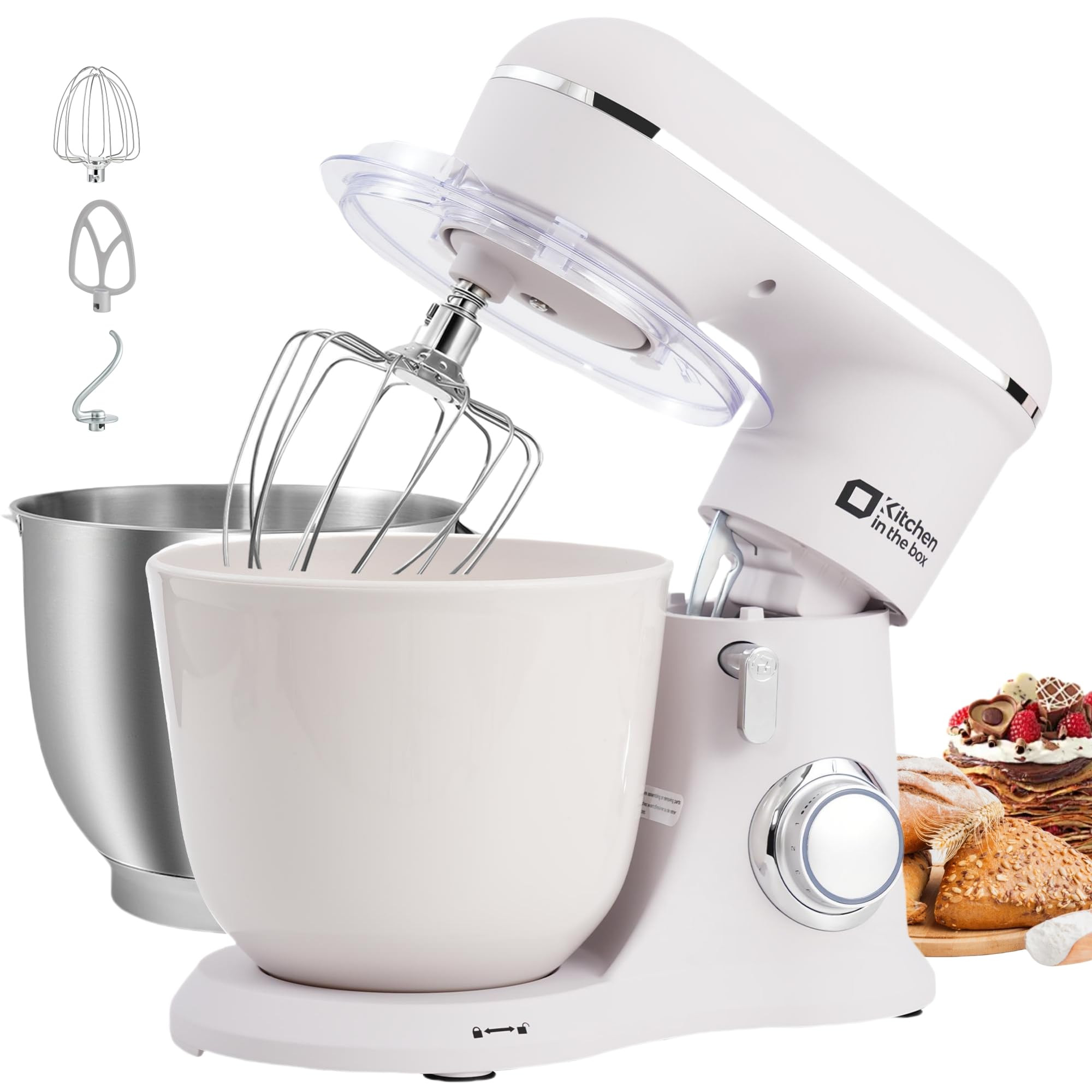 Kitchen in the box Stand Mixer, 4.5L+5L Two Bowls Food Mixer for Baking, 10 Speeds Electric Kitch... | Amazon (UK)