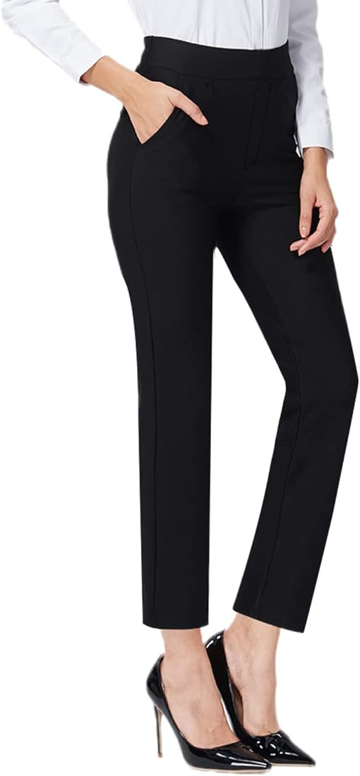 Ginasy Black Dress Pants for Women Business Casual High Waisted Stretch Ankle Work Pants Straight... | Amazon (US)