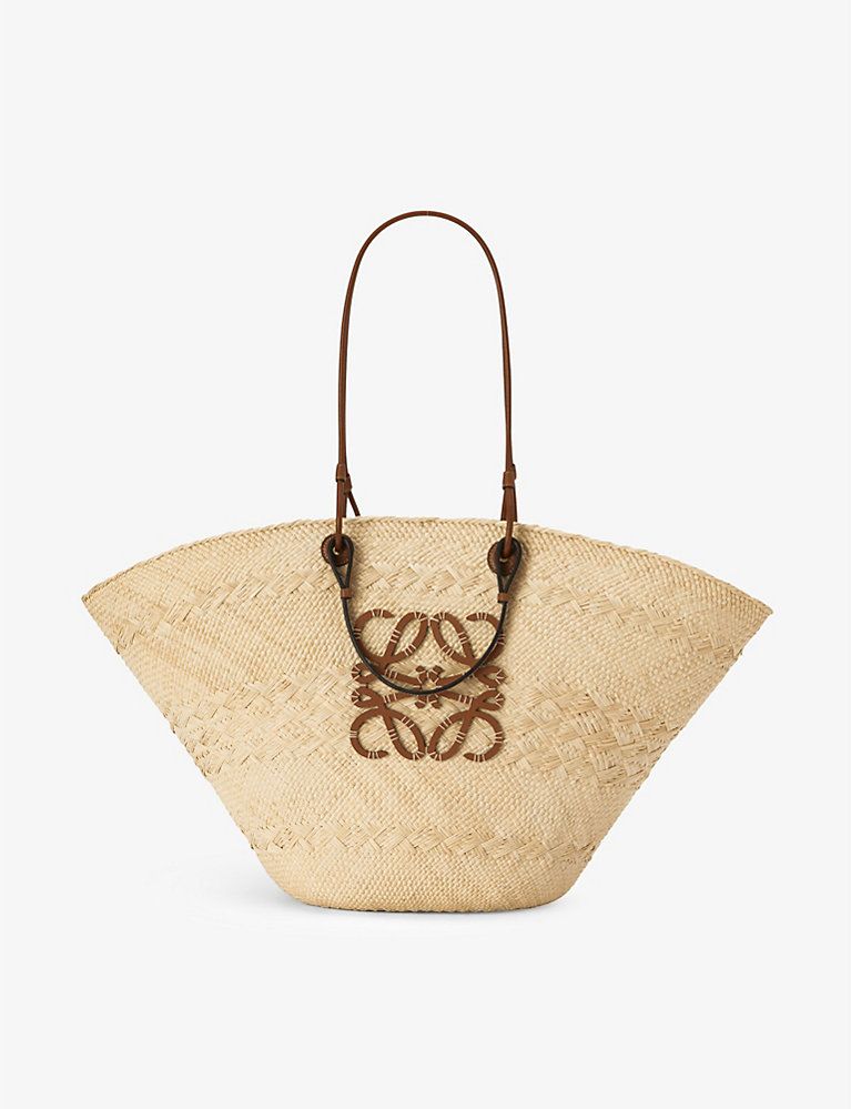 Loewe Paula’s Ibiza Anagram large iraca palm and leather basket bag | Selfridges