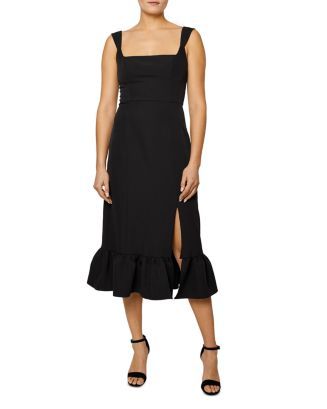 Ruffled Hem Sleeveless Square Neck Midi Dress | Bloomingdale's (US)