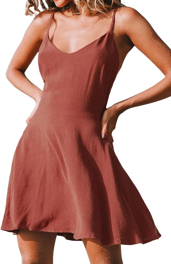 CUPSHE Women's Sleeveless Backless Dress Bowknot Cutout Spaghetti Straps | Amazon (US)