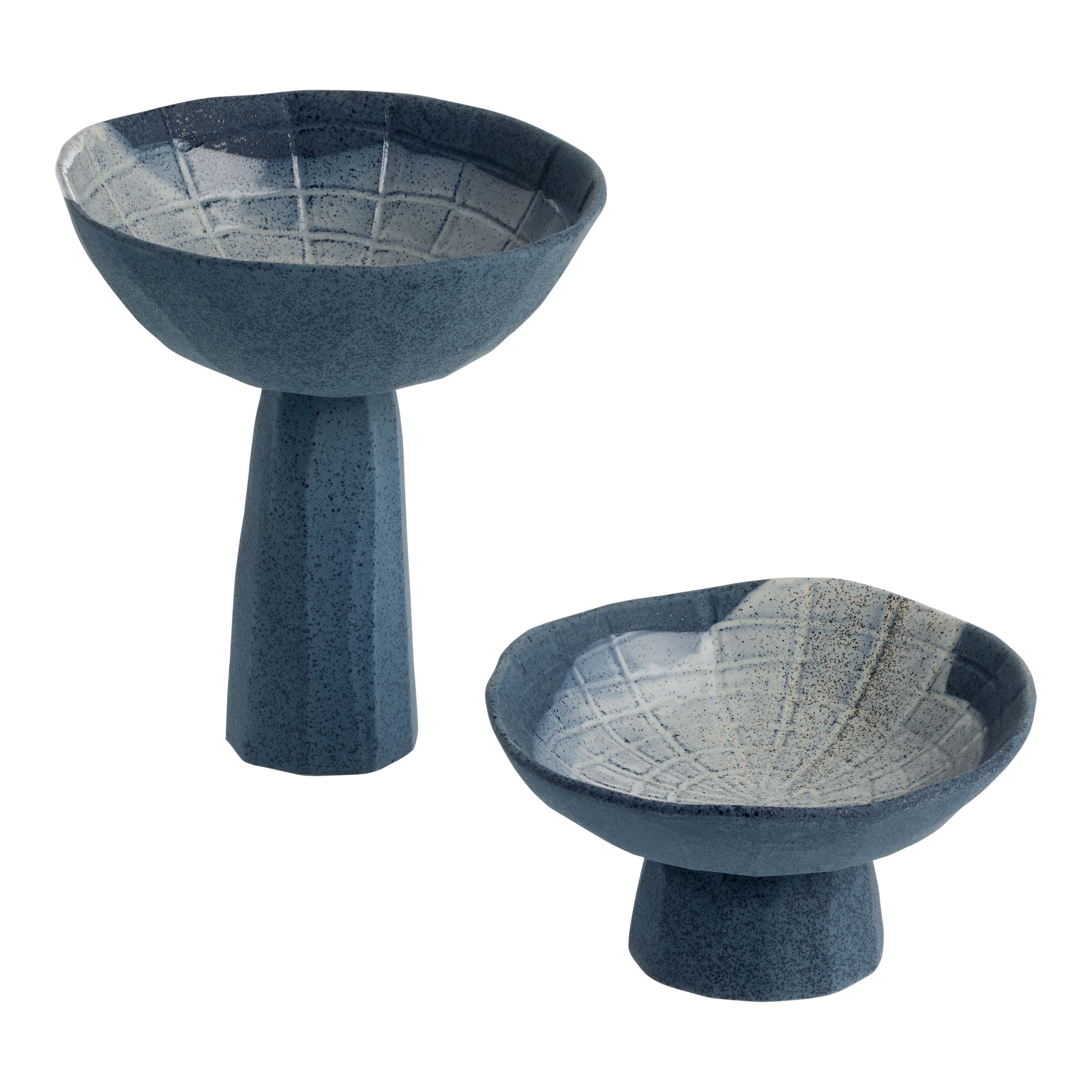 CRAFT Nazare Navy Speckled Reactive Glaze Pedestal Bowl | World Market