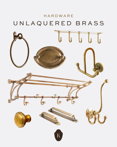 My fave finish for 2024: unlaquered brass! Shop hardware (and Uber chic towel rack) with this timeworn style. 🤎 

#LTKhome