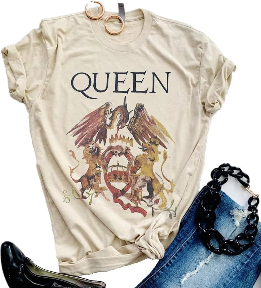 Women Vintage Rock Band T Shirt Fashion Music Graphic Tees Short Sleeve Casual Tops | Amazon (US)