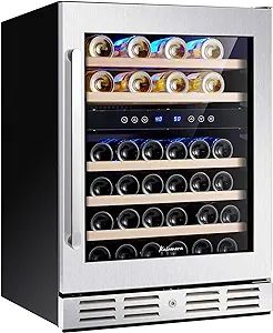 Kalamera 24'' Wine Cooler Refrigerator 40 Bottle - Dual Zone Built-in or Freestanding Fridge with... | Amazon (US)