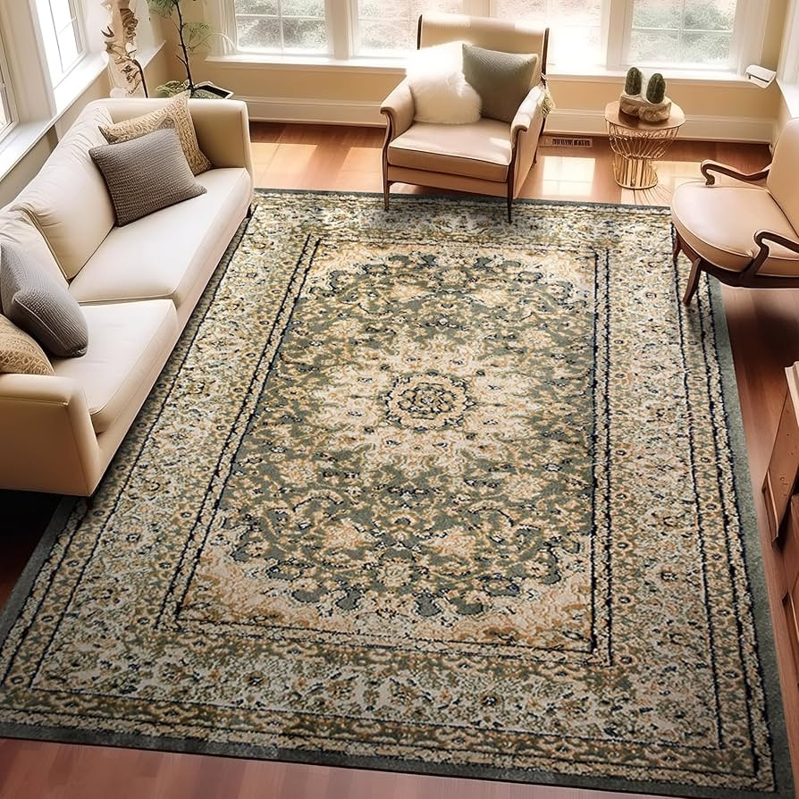 SunNewt Stain Resistant Washable Area Rug 4x6 Living Room Throw Rugs Soft Faux Wool Non-Shedding ... | Amazon (US)