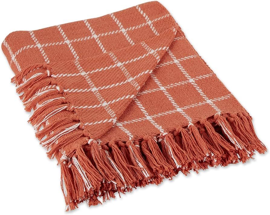 DII Transitional Checked Plaid Woven Throw, 50x60, Spice | Amazon (US)