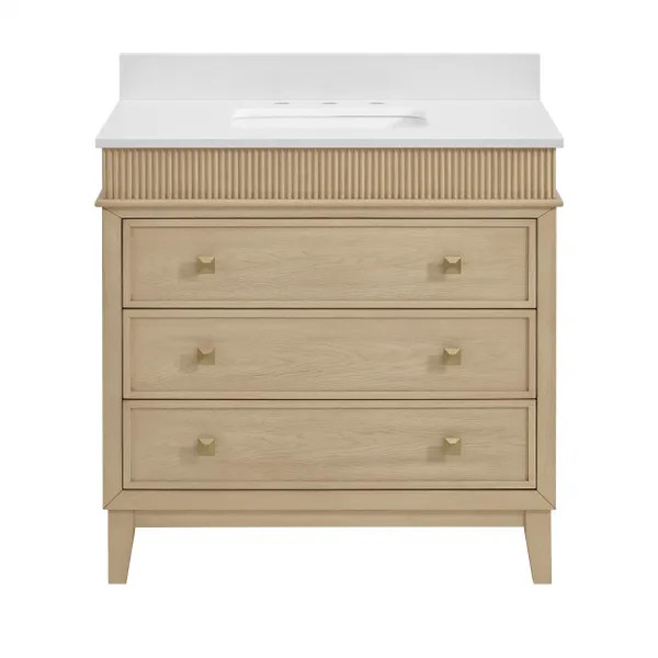 Danby 36 in. Single Sink Platinum Oak Bath Vanity with White Engineered Marble Top (Assembled) | The Home Depot
