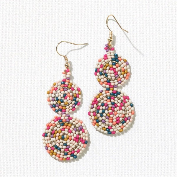 IVORY MULTI CONFETTI DOUBLE CIRCLE EARRINGS | INK+ALLOY