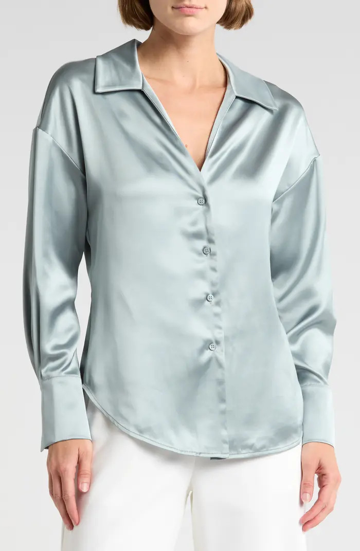 Satin Long Sleeve Button-Up Shirt | Nordstrom Rack
