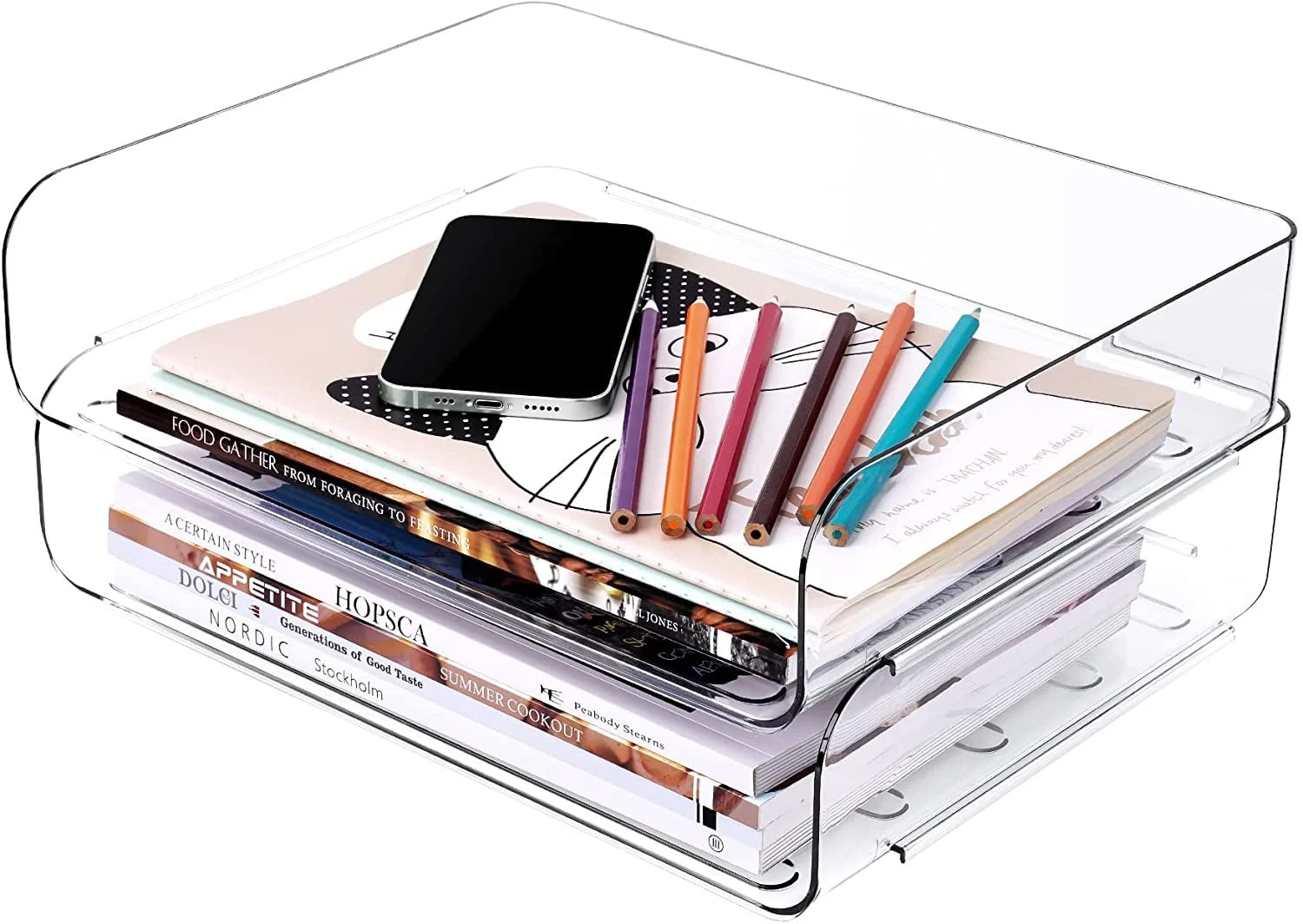 Tomorotec Desk Letter Tray Set, A4 Size Clear PET Stackable Document Organizer Office Desktop Fil... | Walmart (US)