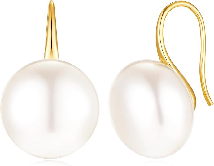 Pearl Earrings for Women Minimalist Pearl Drop Earrings Elegant Leverback Dangle Earrings Wedding... | Amazon (US)