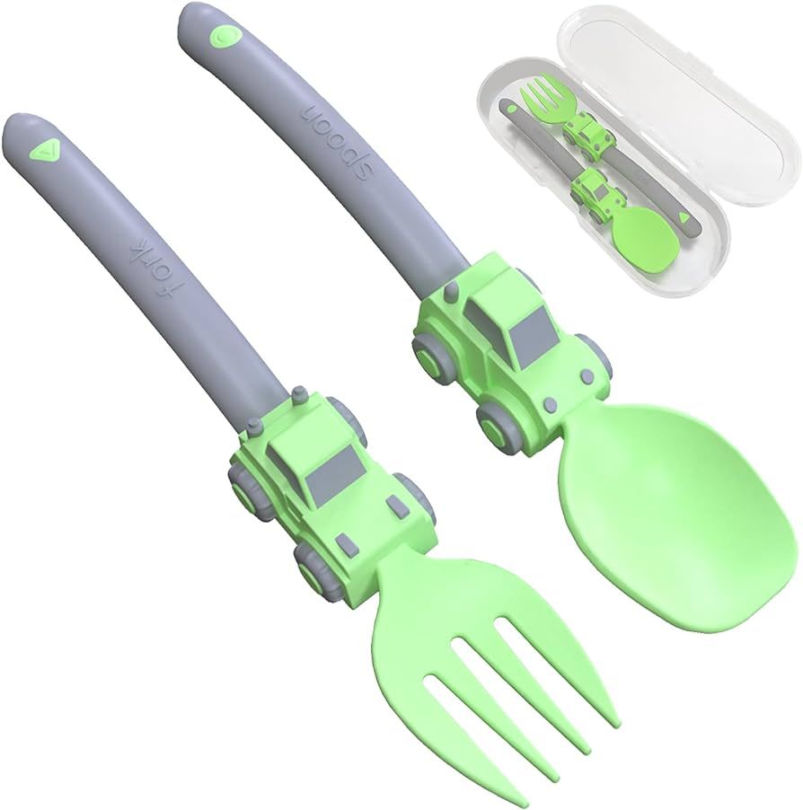 Construction Toddler Utensils - Toddler Forks and Spoons - Toddler Spoon and Fork Set - for Toddl... | Amazon (US)