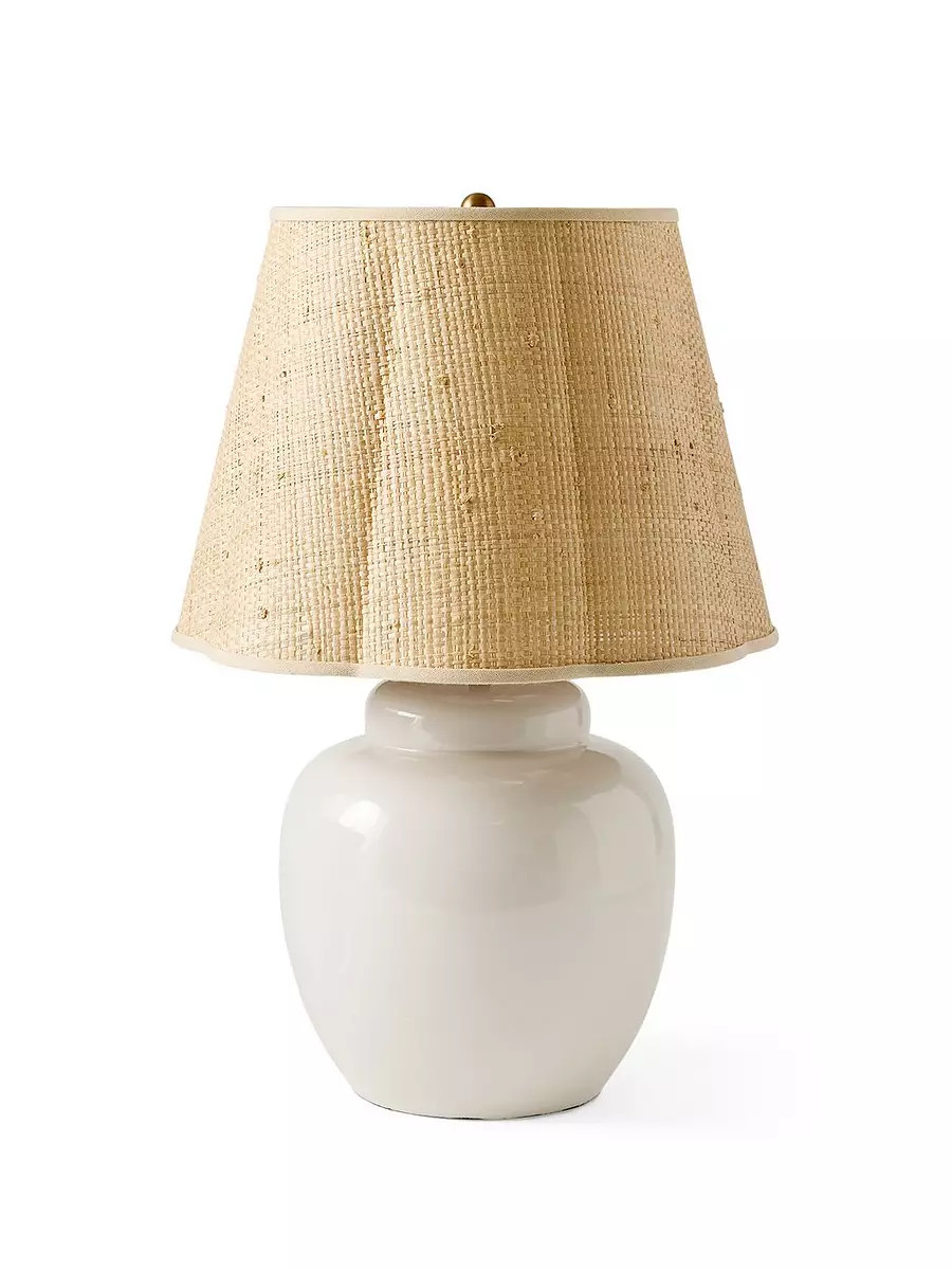 Fisher Table Lamp - Raffia Fluted Shade | Serena and Lily