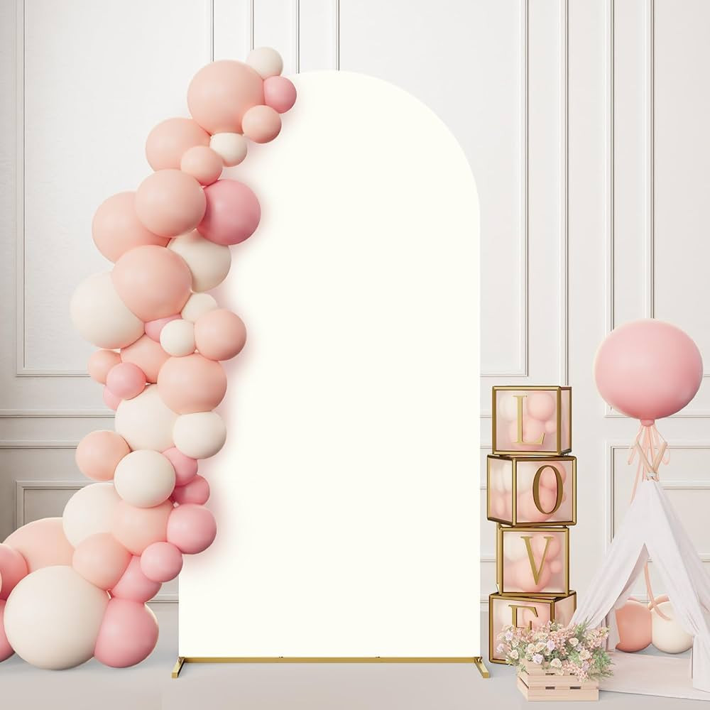 Minetom 7.2FT Metal Arch Backdrop Stand with Wedding Arch Cover Spandex, Wedding Balloon Arch Bac... | Amazon (US)