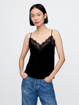 Recycled Velvet Lace-Trim Cami | Gap (US)