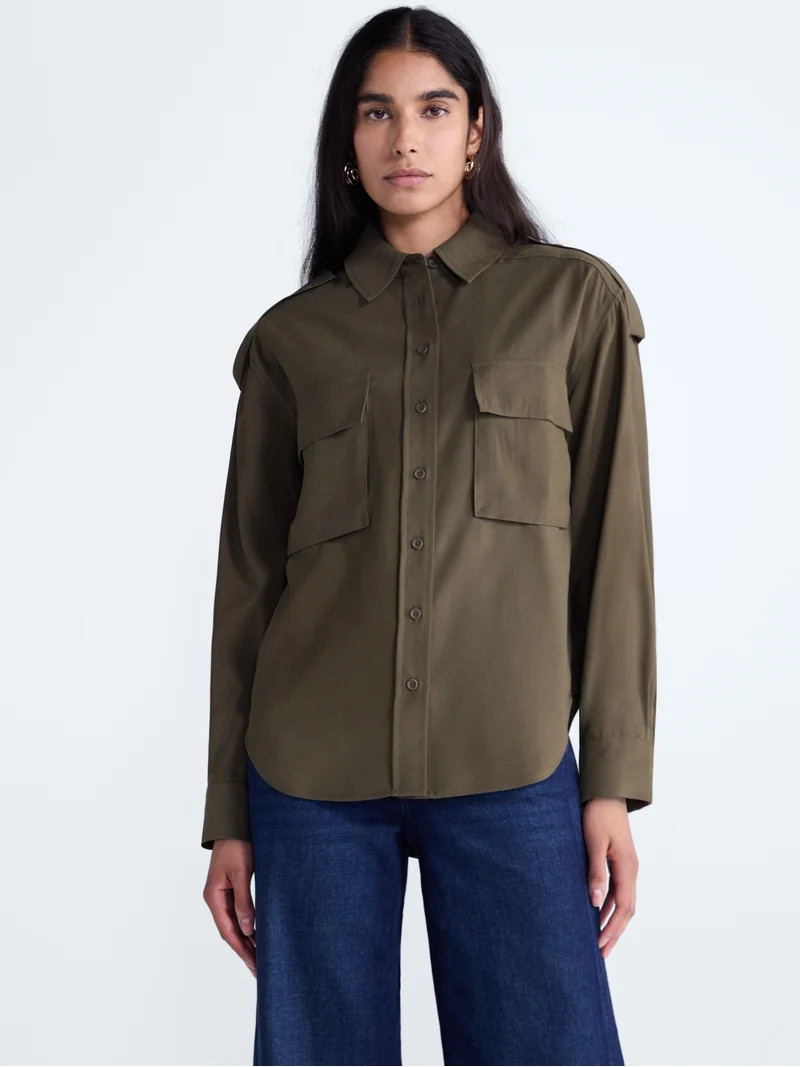Scoop Women's and Women's Plus Utility Shirt, Sizes XS-4X | Walmart (US)