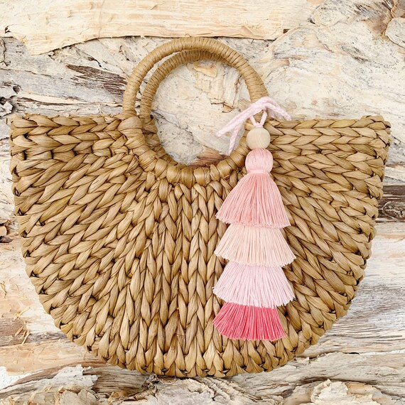 Peach Ombre Tassels for Bags, Straw Bag, Bag Tassel, Tassel Pompoms for Handbags, Straw Bag Tasse... | Etsy (US)
