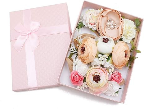 Baby Girl Floral Headbands Set - 3pcs Flower Crown Newborn Toddler Hair Accessories by mligril | Amazon (US)