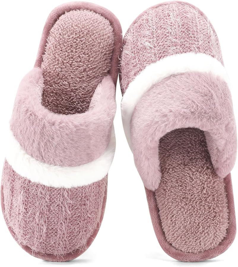 Cozy Slippers for Women Indoor and Outdoor Fuzzy House Shoes with Memory Foam Anti-Skid Sole Gift... | Amazon (US)